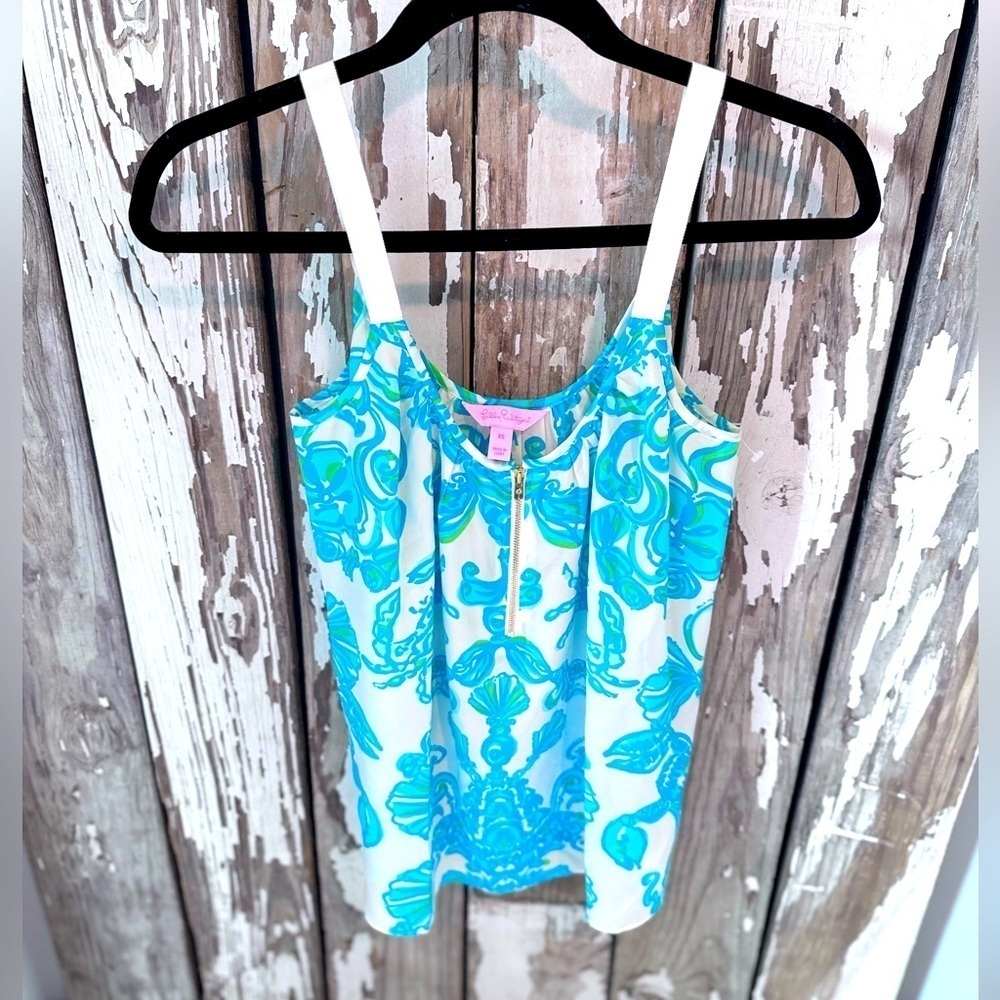 Lilly Pulitzer Gold Digger Spaghetti Strap Top 100% silk size XS NWOT